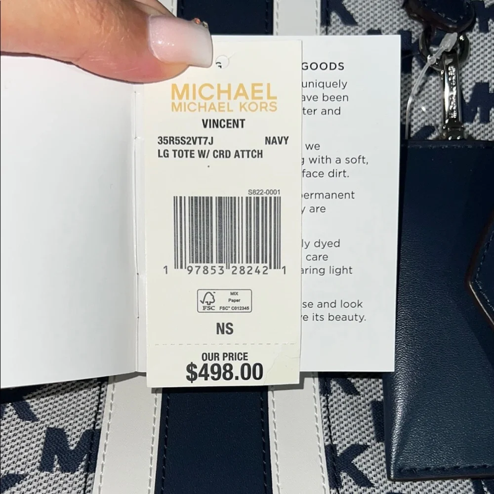 Michael Kors Navy and White Tote Bag - Picture 10 of 10